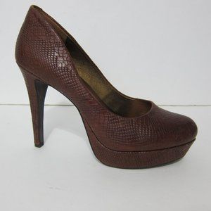 Jessica Simpson Raleigh Platform Heels 7.5B Brown Pebbled Shoes Pumps Prom